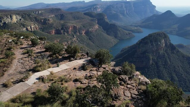 Aerial views of Blyde River Canyon and the three Rondavels in Graskop, Mpumalanga, South Africa