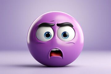 Confused purple 3d smiley face, expression