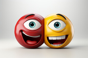 Cyclops 3d smiley faces pair, cute expressions