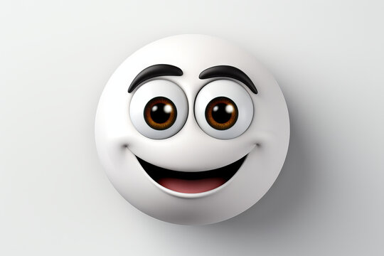Happy white 3d smiley face, expression