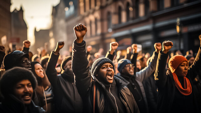 Black Lives Matter Activist Movement Protesting Against Racism And Fighting For Equality Demonstrators From Different Cultures And Race Protest On Street For Justice And Equal Rights