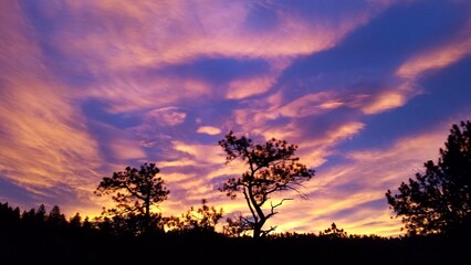 Pink sunset in the mountains