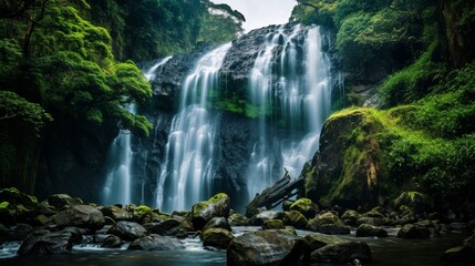 Fototapeta na wymiar beautiful waterfall, bakers fall nuweraeliya srilanka