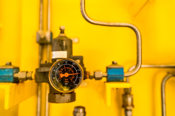 PSI pressure gauge Inside the offshore petroleum pipeline.