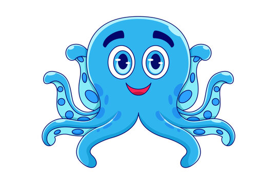 Cute Octopus Character Design Illustration