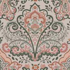 Floristic motif with blooming flowers and leafage