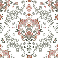 Abstract damask seamless pattern, floristic print