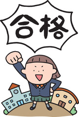 学校で勉強を頑張る制服の女の子