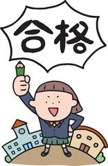 合格に向けて頑張る女の子