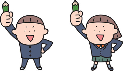 鉛筆を持った生徒