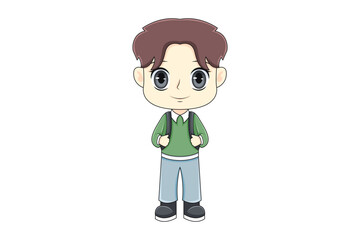 Cute Boy Character Design Illustration