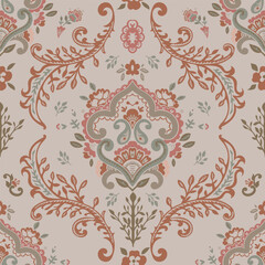 Floral decoration, paisley design seamless pattern