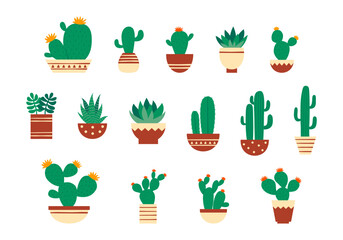 Cute Cactus Plant Illustration Set