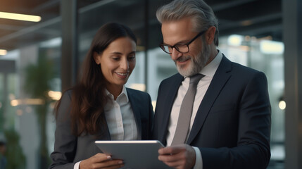 Corporate Partners in Action: Businesswoman and Businessman