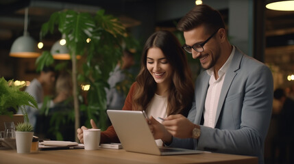 Happy Workers Hustling as a Dynamic Duo!