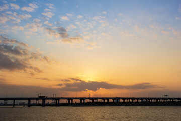 Fototapeta na wymiar View of a pier during sunset