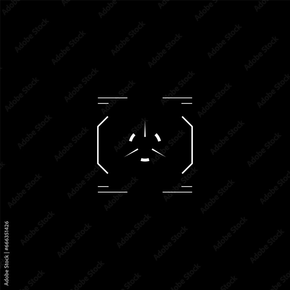 Poster cyberpunk style rectangle target. futuristic gui square target, tech aim, military sight, hud reticl
