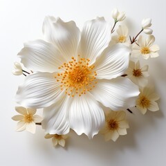 White Flower With Yellow Center That Says , Hd , On White Background 