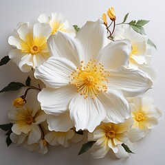 White Flower With Yellow Center Yellow, Hd , On White Background 