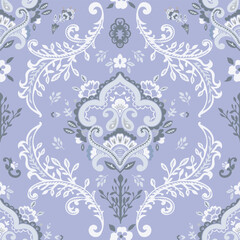 Paisley flowers and foliage seamless patterns