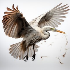 Beautiful Egret Flying Isolated White Backgroundphoto, Hd , On White Background 