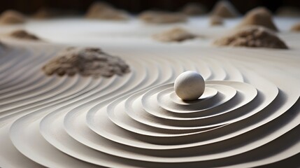 Fototapeta na wymiar Zen stones on the sand, Zen garden wallpaper, Generative AI