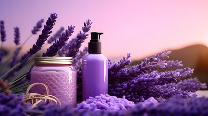 Obraz na płótnie Canvas Lavender Nourish Your Senses with Care ai generated, Cosmetic Image concept