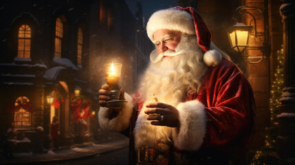 Portrait of Santa Claus preparing to deliver gifts on Christmas Eve