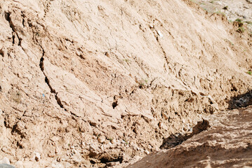 Landslide, close-up of damp earth