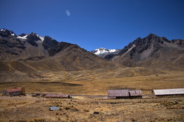 Abra la Raya mountain pass between Puno and Cusco in Peru with railway station