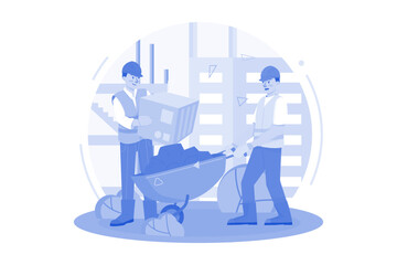 Construction worker working on the construction project