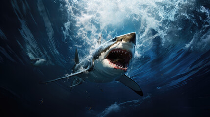 Fototapeta premium Terrifying great white shark illustration