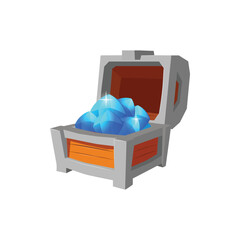 Chest with treasure or precious crystals, realistic vector illustration isolated.