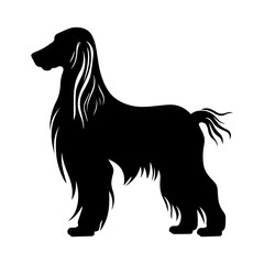 Afghan Hound Dog Vector Silhouettes, Generative AI.