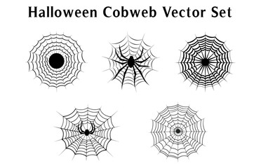 Spooky Halloween cobwebs Vector Bundle, Spider web set isolated on a White background