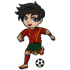 Cute Boy Kicking Soccer Ball