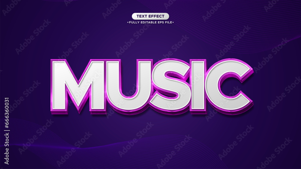 Poster music 3d vector futuristic text effect with chrome style. editable font and text