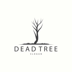 Dry Tree Logo, Dead Tree Plant Design Vector Silhouette Illustration Template