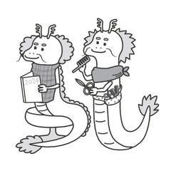 龍の美容師のイラスト