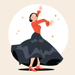 vector hand drawn flamenco dance women,