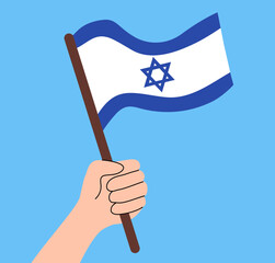 Israel flag in Hand. Vector flat illustration.