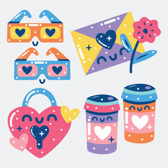 Four Glitzy love sticker collection