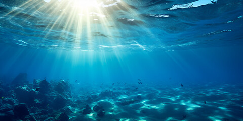 Fototapeta na wymiar underwater view of the sun Submerged Sun Underwater View