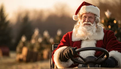 Foto op Canvas santa claus driving car  in the forest © mariyana_117