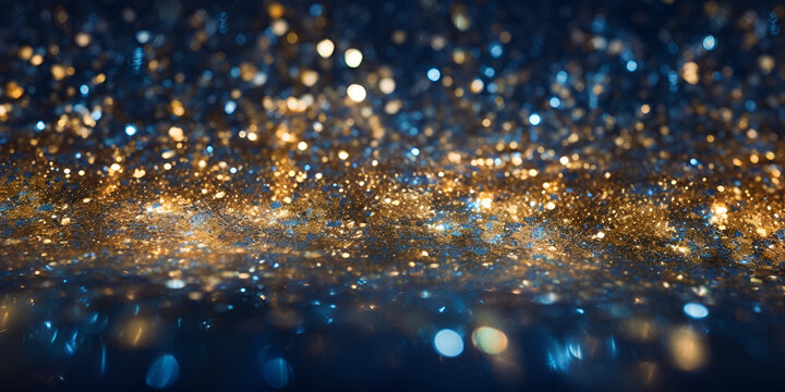 Festive Sparkling Glitter Lights in Gold and Blue Elegant Gold and Blue Glitter Lights Background 