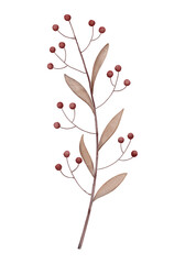 Watercolor Leaves and Red Fruits