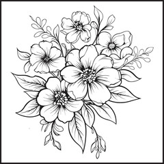 design element, black and white flower