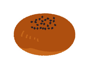 あんぱんの手書きベクターイラスト／食べ物・炭水化物・パン