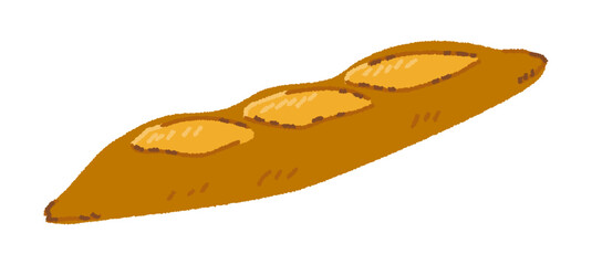 フランスパン・バゲットの手書きベクターイラスト／食べ物・炭水化物・パン