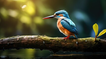 Kingfisher on the branch. Generative AI